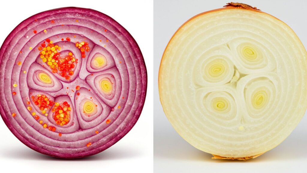 Do red red onion have more sugar than white onion
