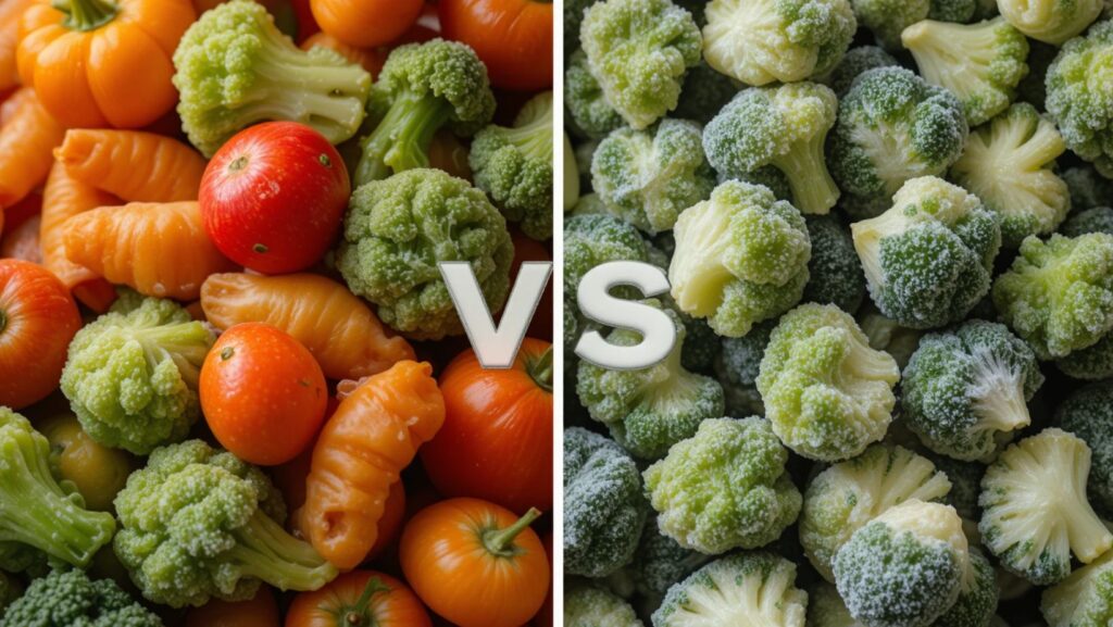 The difference between fresh and frozen vegetables