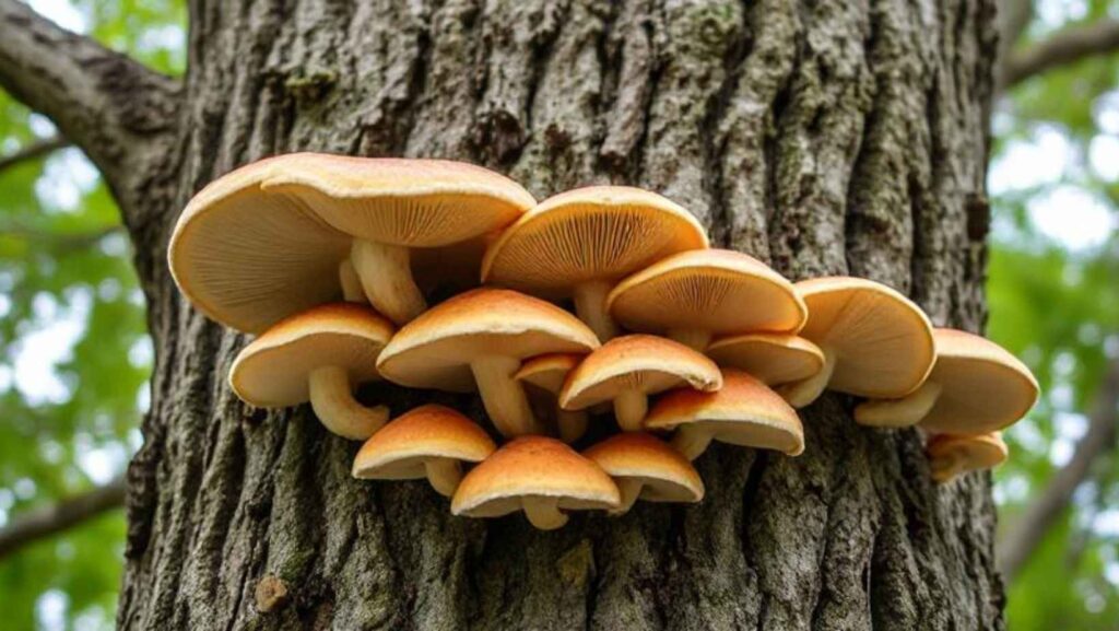 What edible mushrooms grow on oak trees